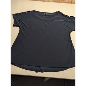 Roz & Ali‎ Women's Size XL Blouse Black Polyester Blend Buttons On Shoulder